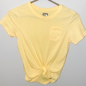 Bright yellow north face crop top !!